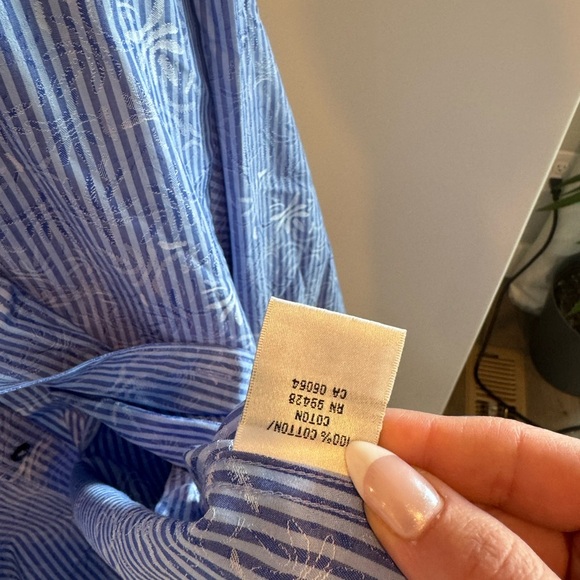 Bugatchi Blue Paisley Casual Button Down Shirt - Picture 7 of 11